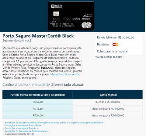 CARTÃO DE CRÉDITO PORTO SEGURO